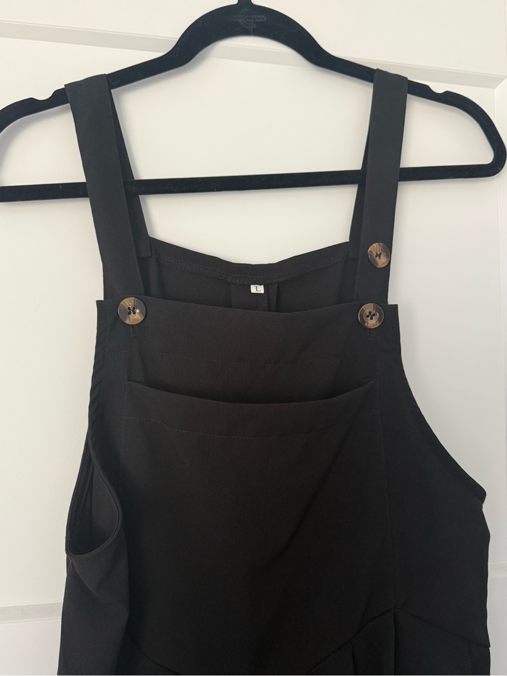 Source Unknown Black Jumpsuit Romper with Button Straps